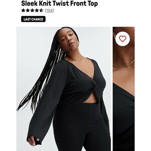 Fabletics black sleek knit twist top